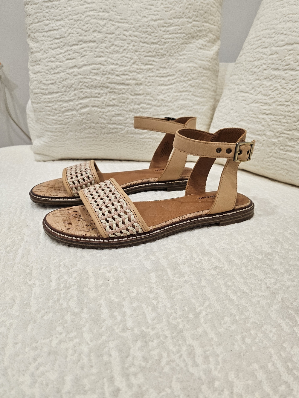 Lucky Brand Tan Woven Ankle‑Strap Sandals